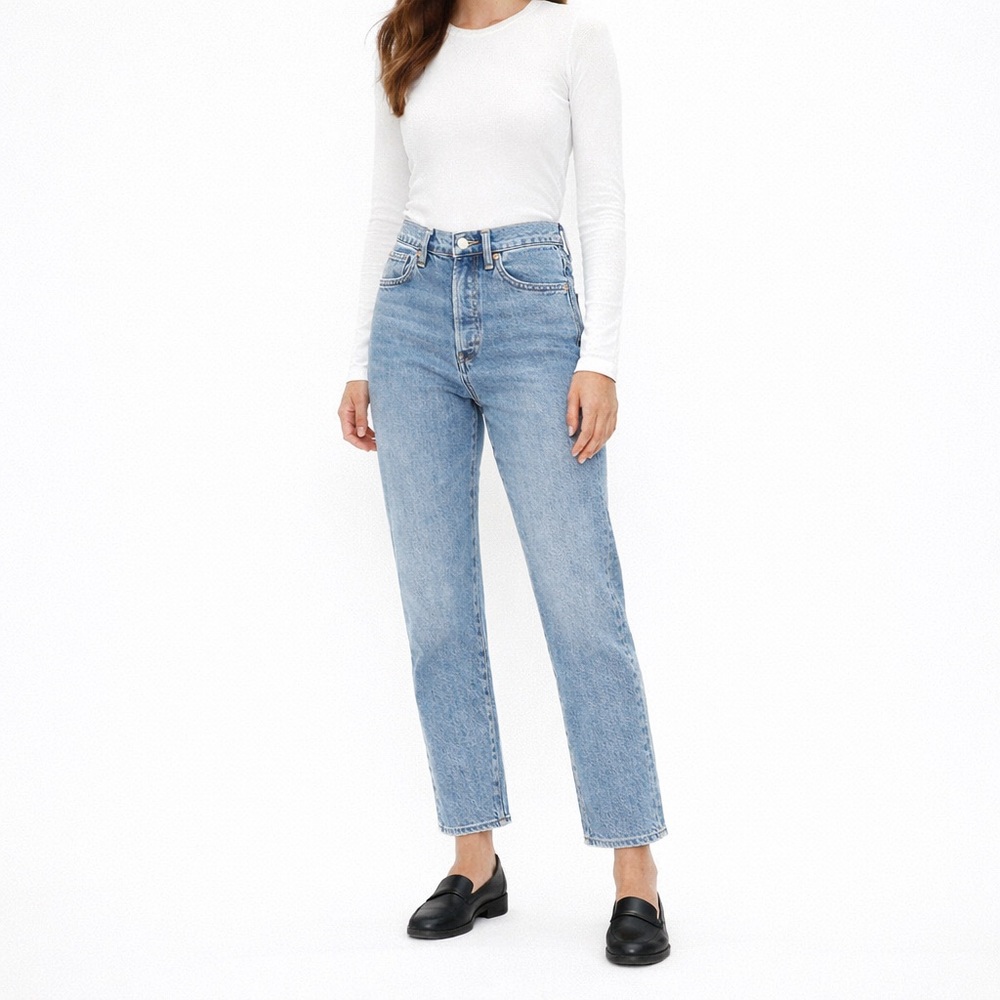 Aritzia Denim Forum Arlo Hi-rise Straight Leg Ankle Length Blue Jeans Size 27 - Picture 1 of 13